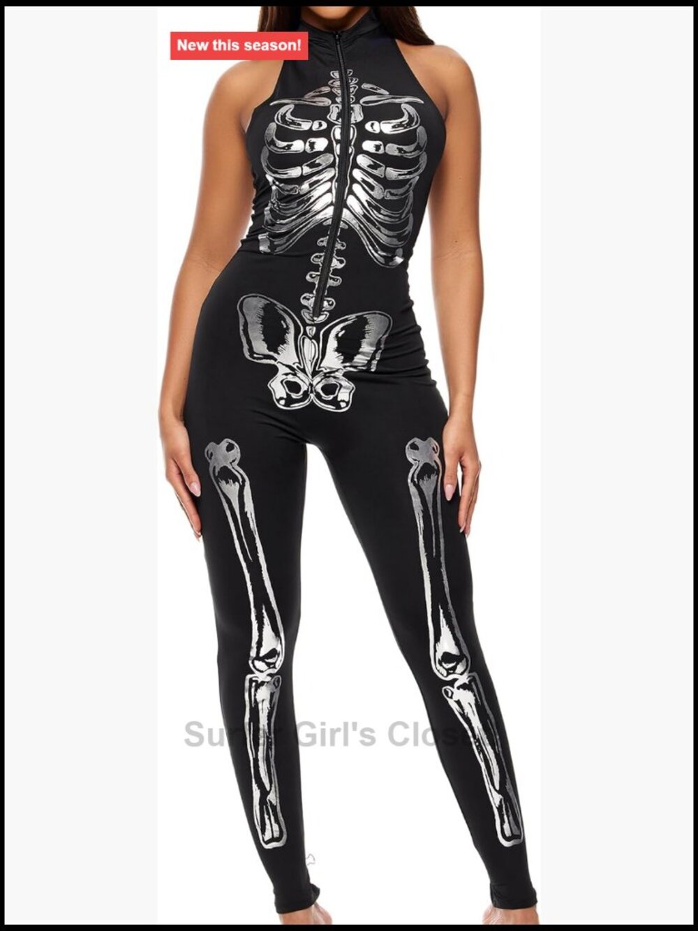 Sexy Skeleton Costume Jumpsuit Halloween Women's Adult Sized